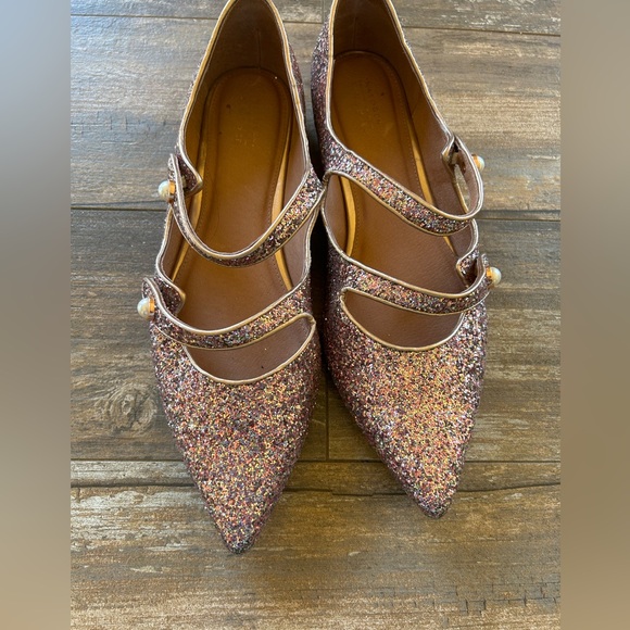 Halogen x Atlantic Pacific Anastasia Pink Sparkle Pointed Toe Mary Jane Flats 10 - Picture 3 of 8